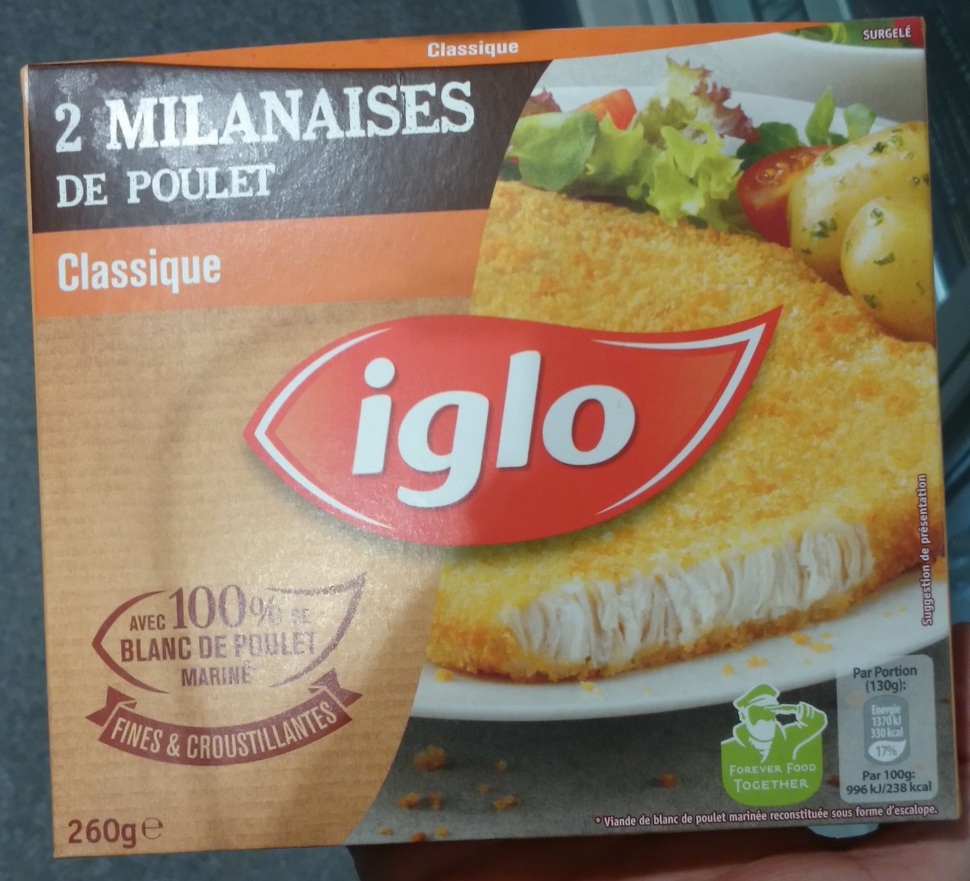 Iglo 2 Milanaises de Poulet Classique packshot