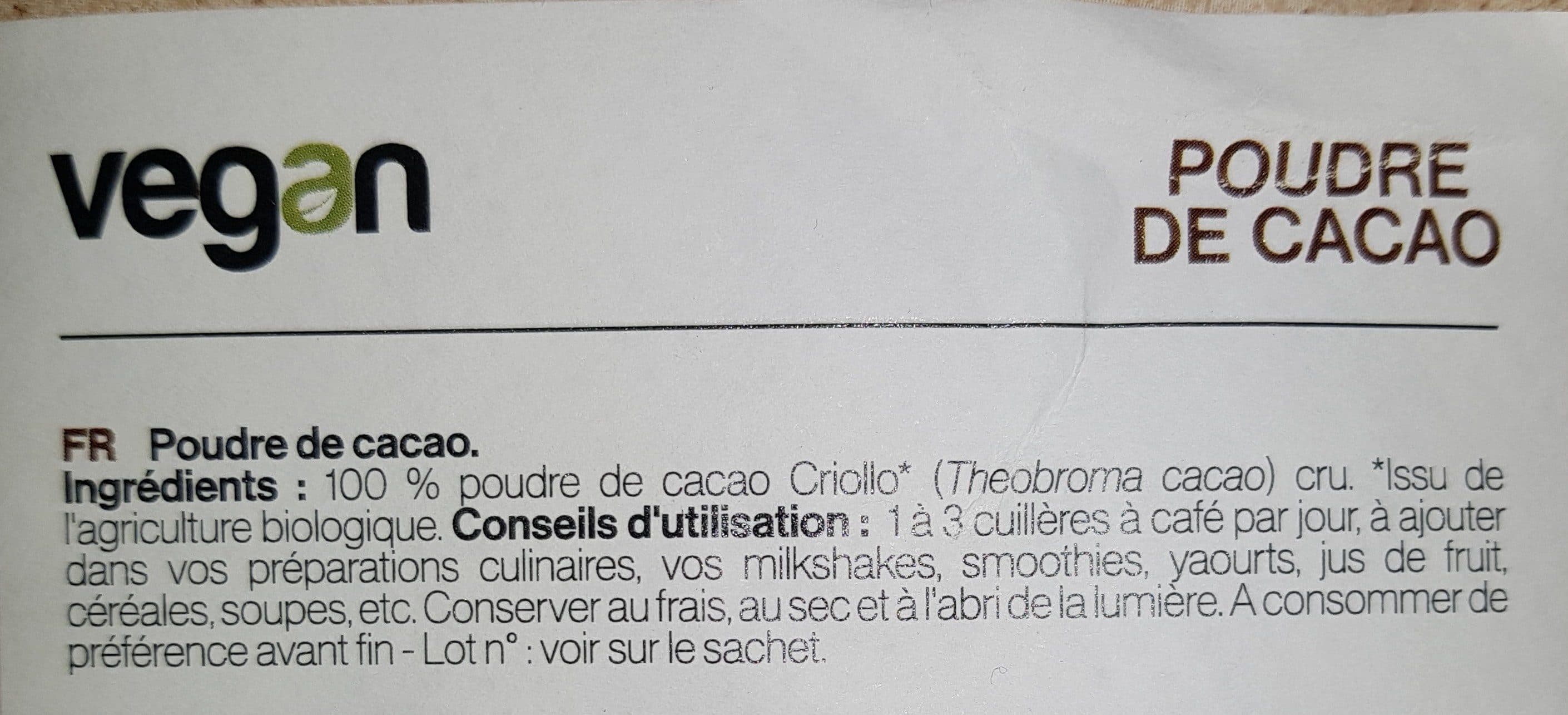 Vegan Poudre de cacao packshot