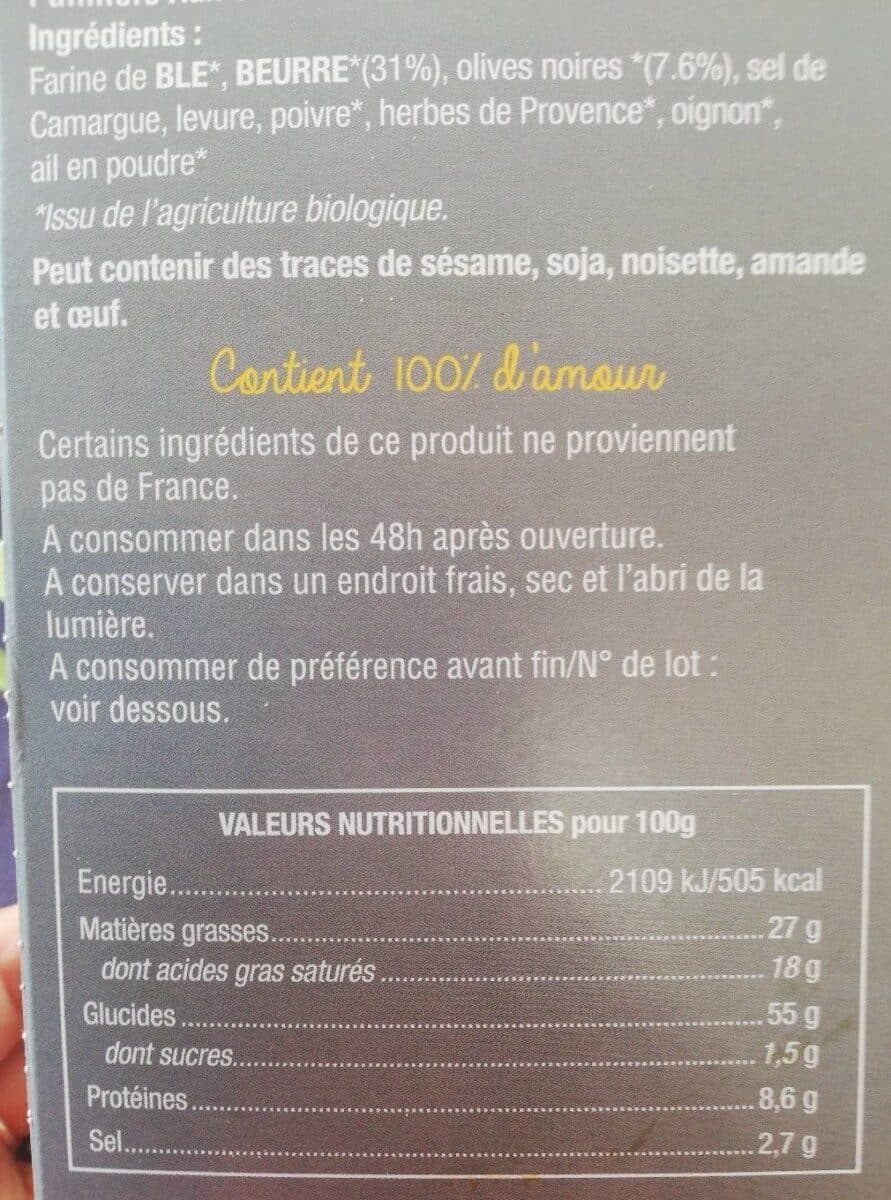 Mémé Georgette Palmiers aux olives noires packshot