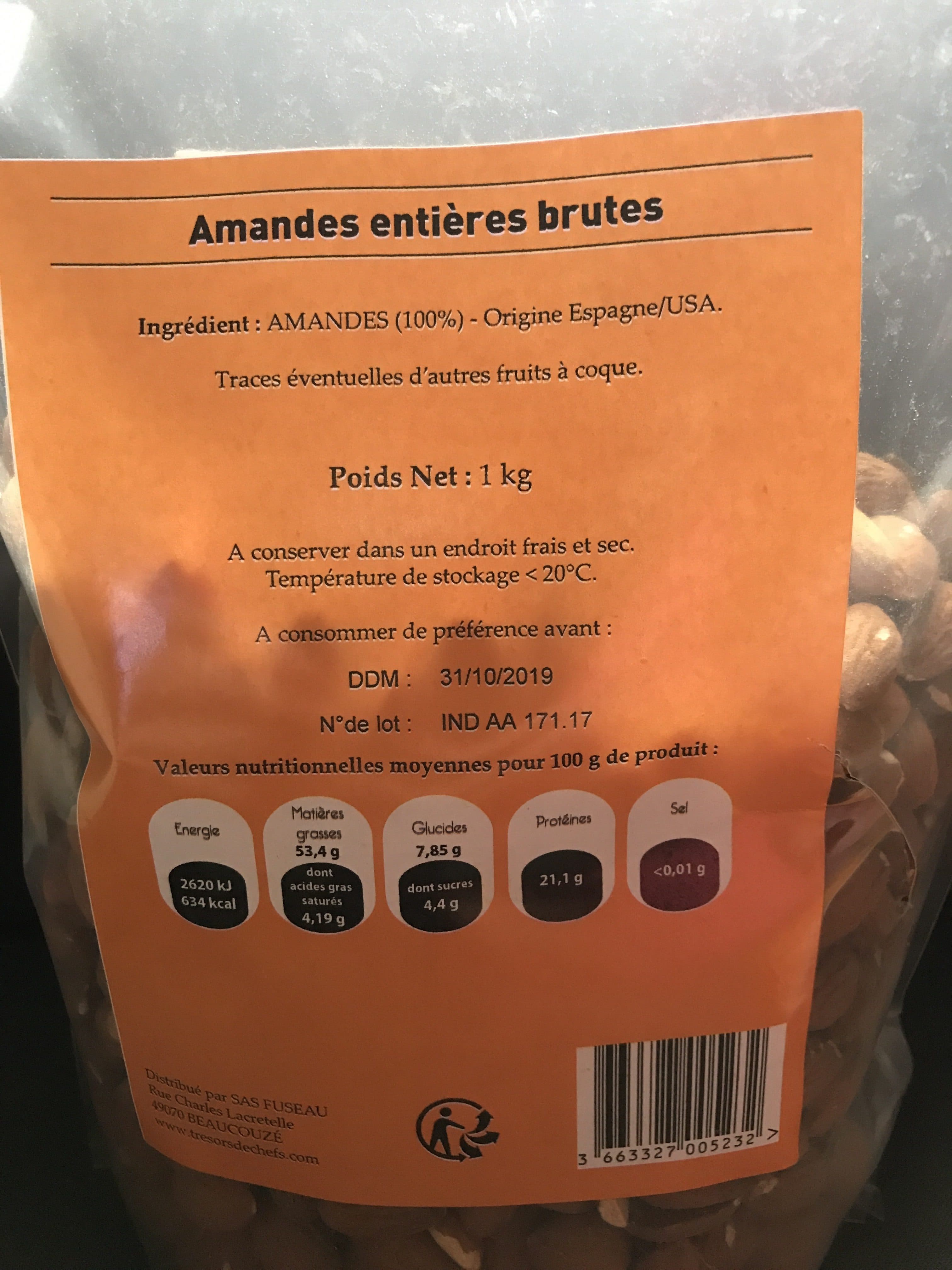 Trésors Du Chefs Fruits secs amandes packshot