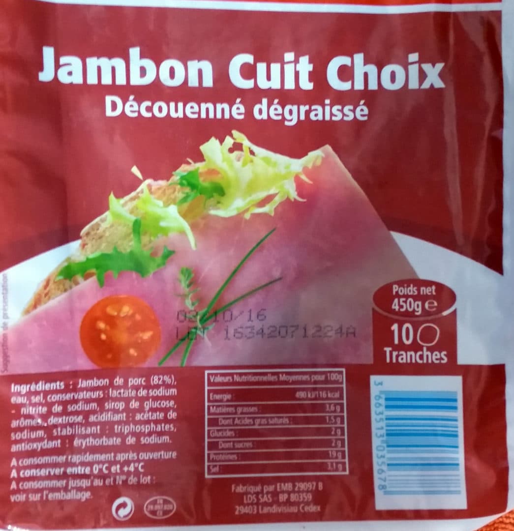 Sans marque Jambon Cuit Choix Découenné dégraissé packshot