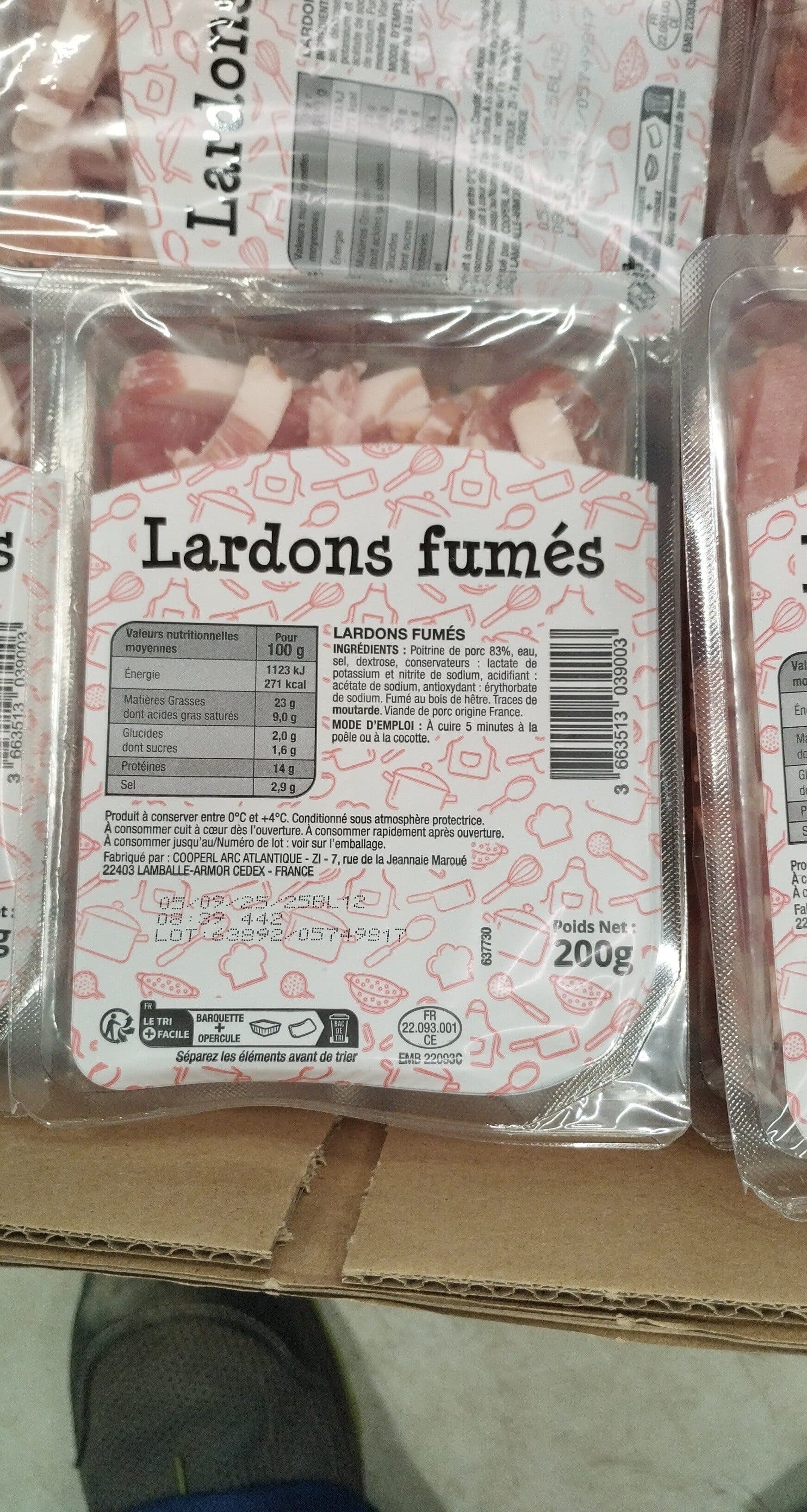 Cooperl arc atlantique lardon fumé 200g packshot