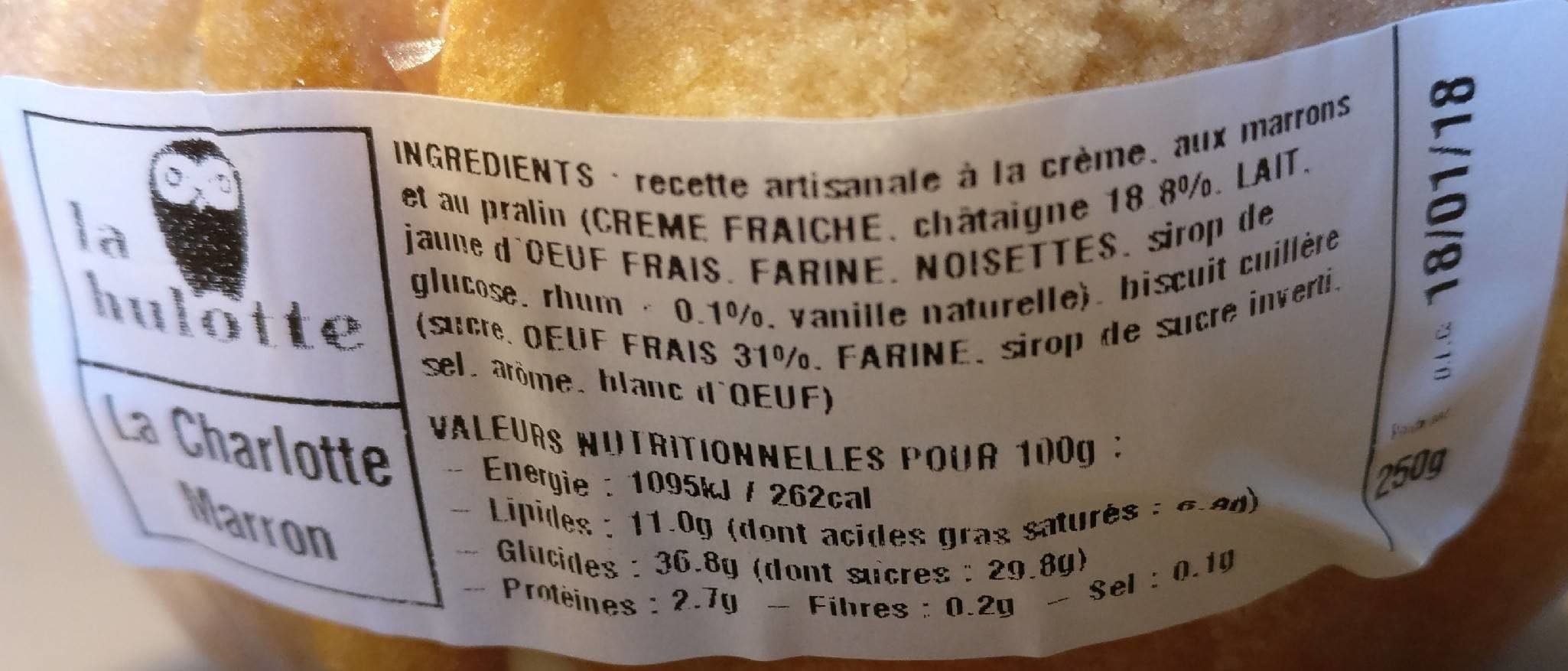 La hulotte La charlotte artisanale aux marrons packshot