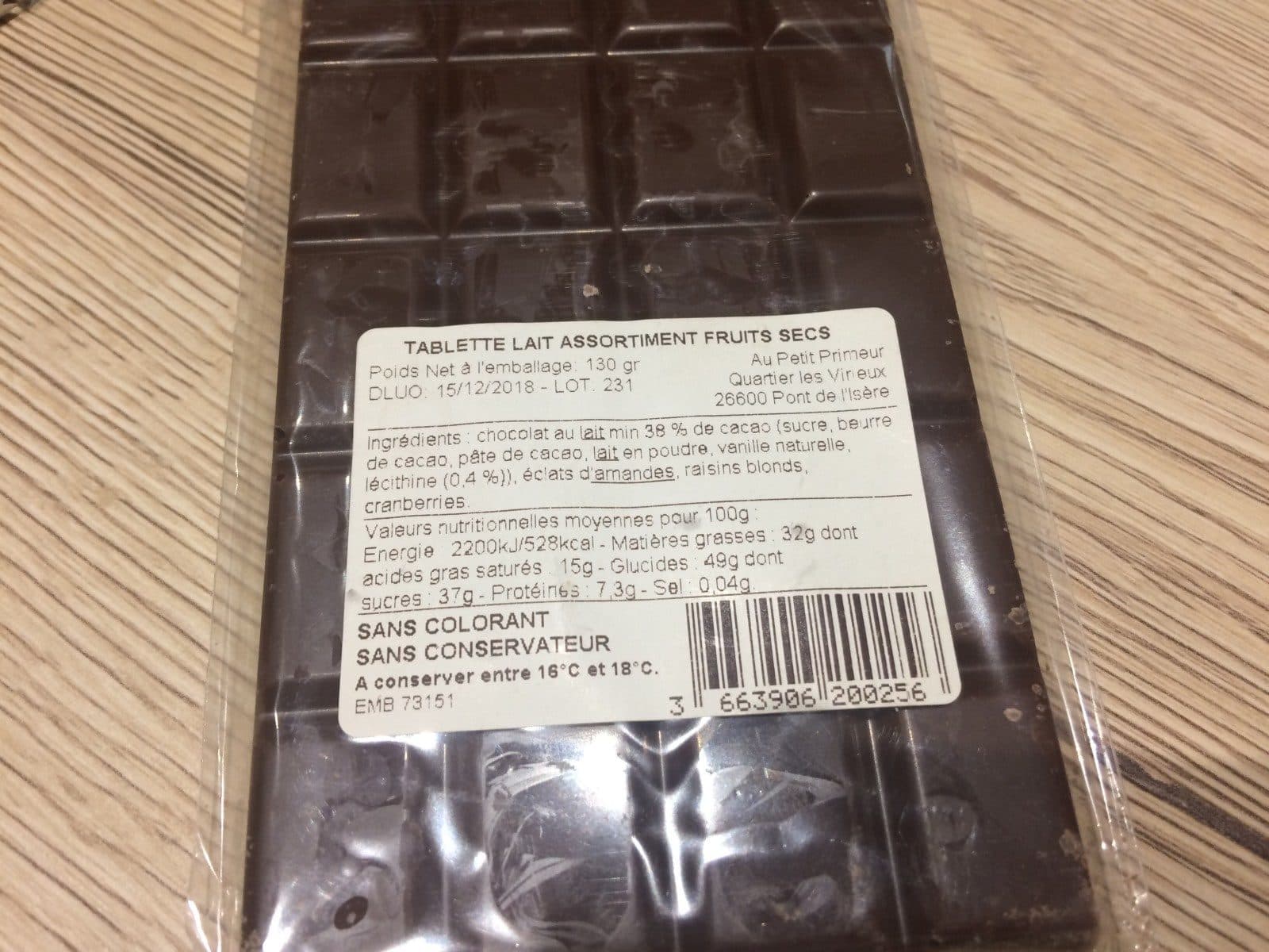Open Food Facts Chocolat au lait packshot