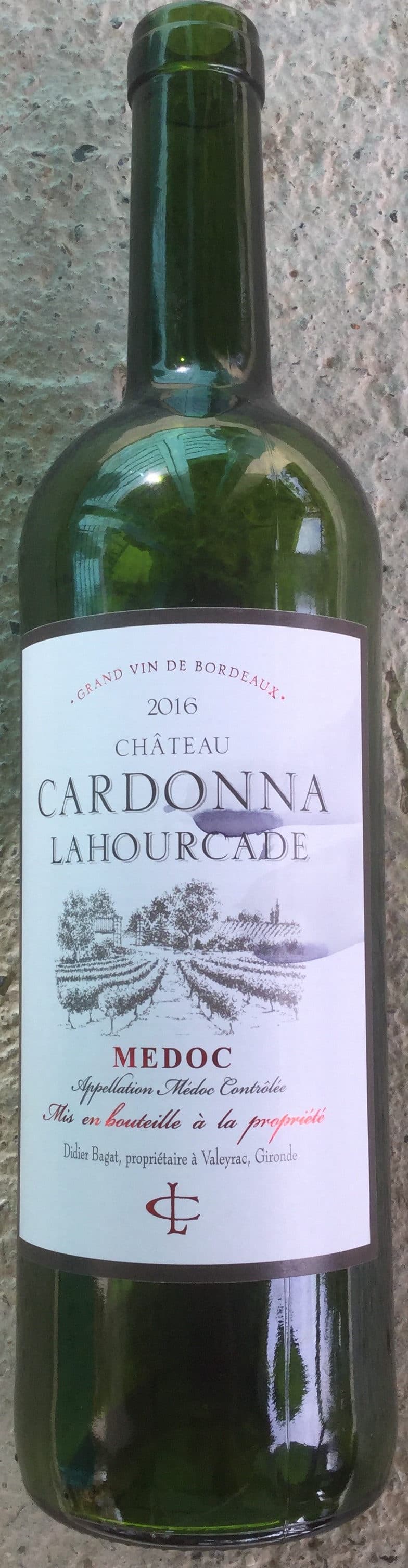 Château Cardonna Lahourcade Medoc 2016 packshot
