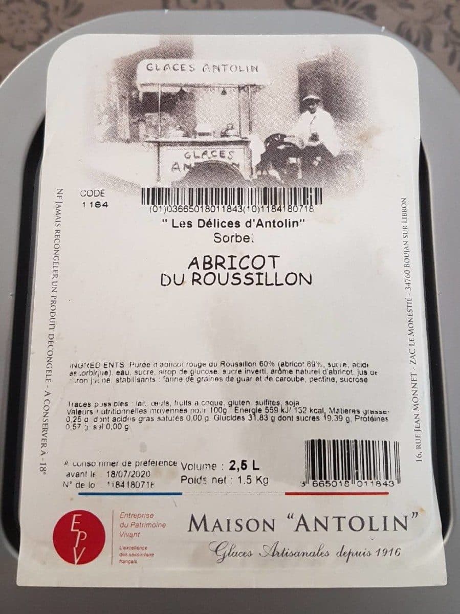 Open Food Facts Sorbet abricot du Roussillon packshot