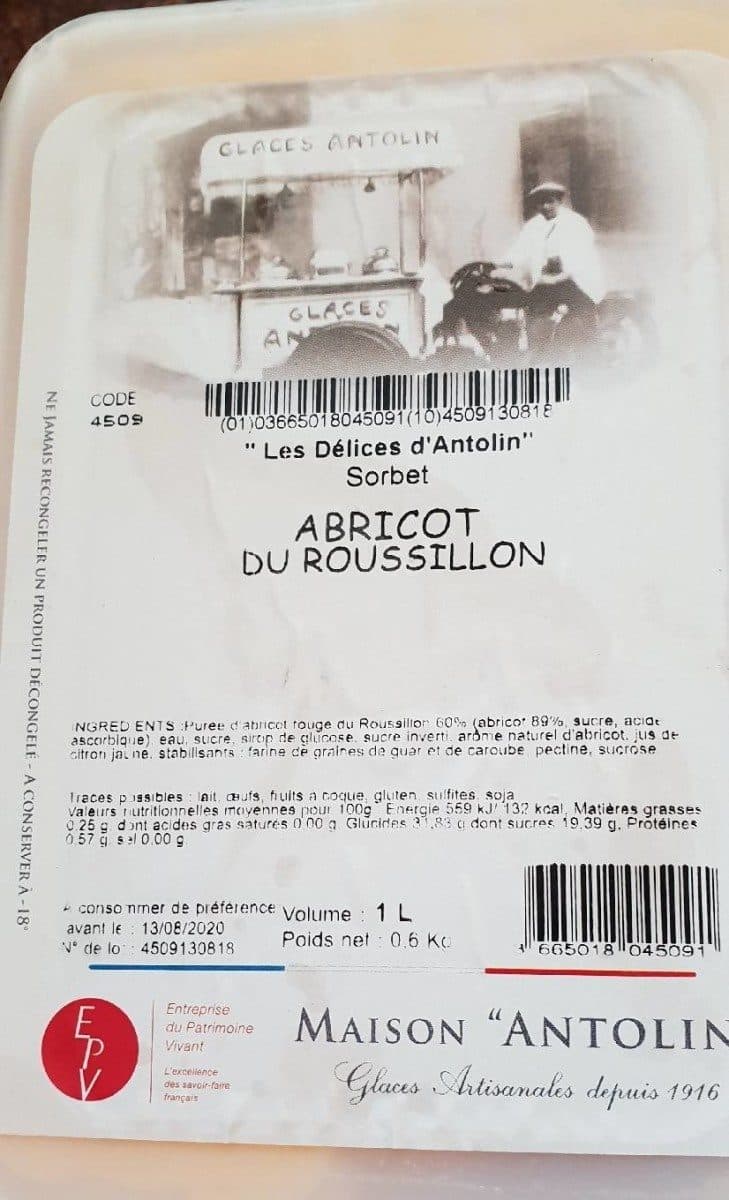 Open Food Facts Sorbet abricot du Roussillon packshot