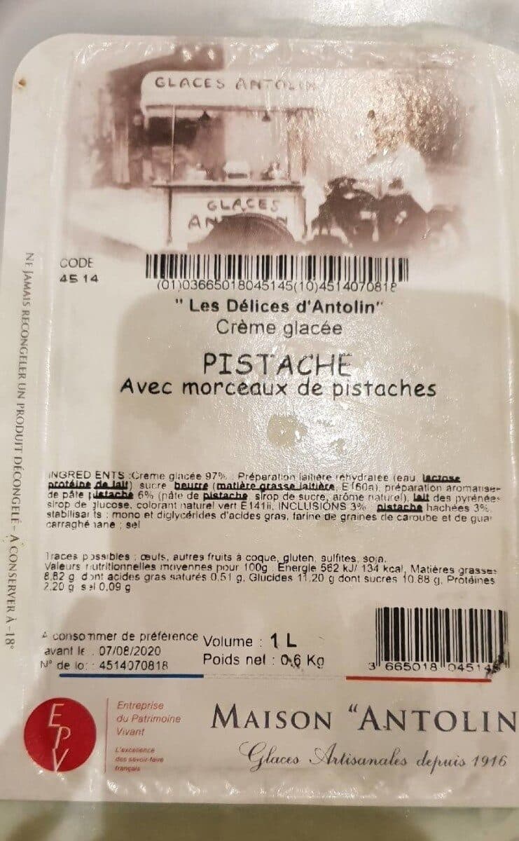 Les délices d'Antolin Crème glacée pistache packshot