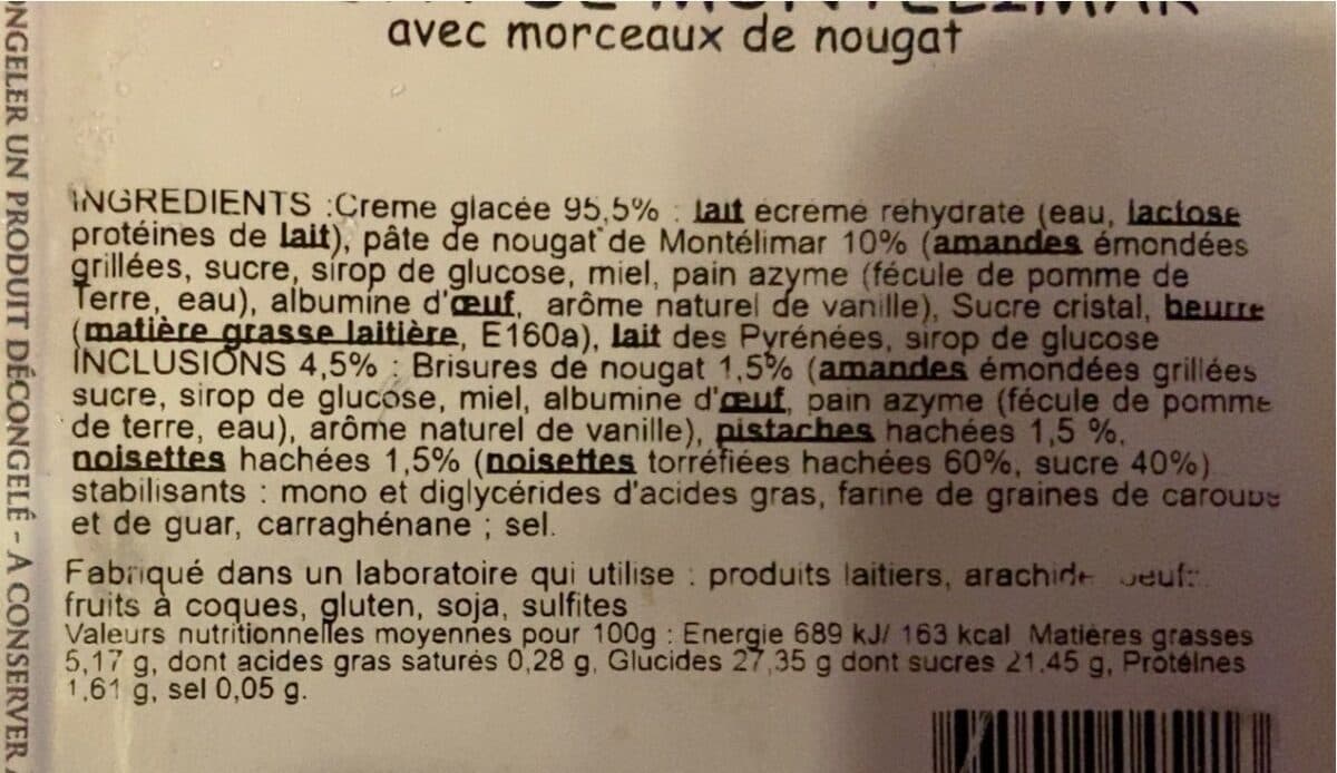 Open Food Facts Crème glacée nougat montelimar packshot