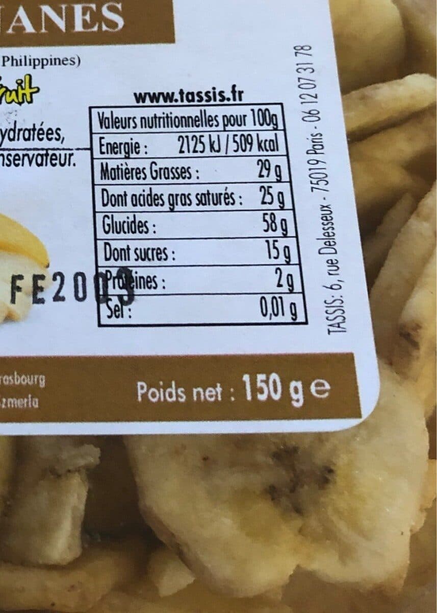 Tassis Bananes déshydratées packshot