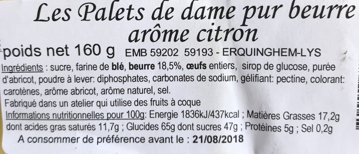 Open Food Facts Palets de dame pur beurre arôme citron packshot