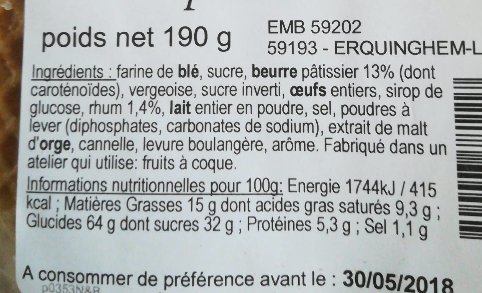 Open Food Facts Gaufres fourrées rhum packshot