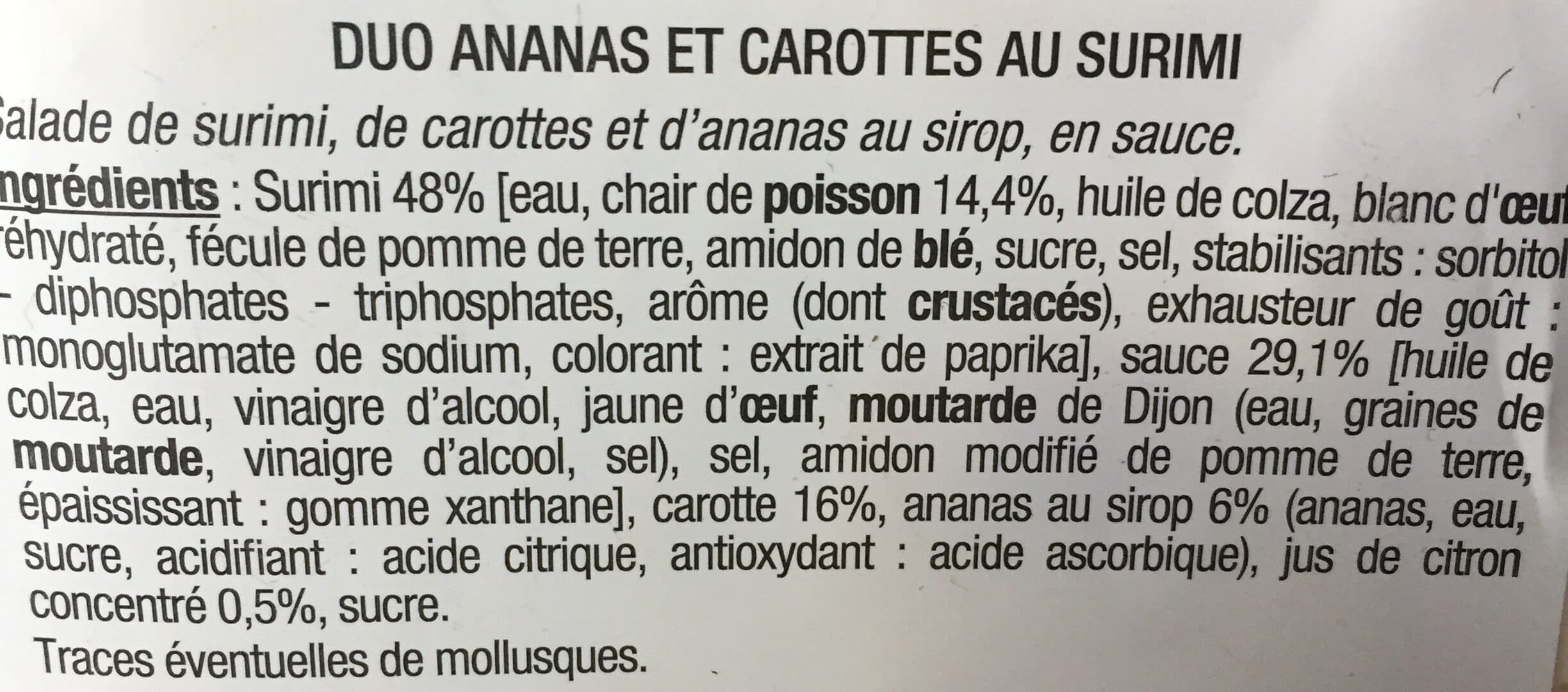 Les mousquetaires Duo ananas et carottes au surimi packshot