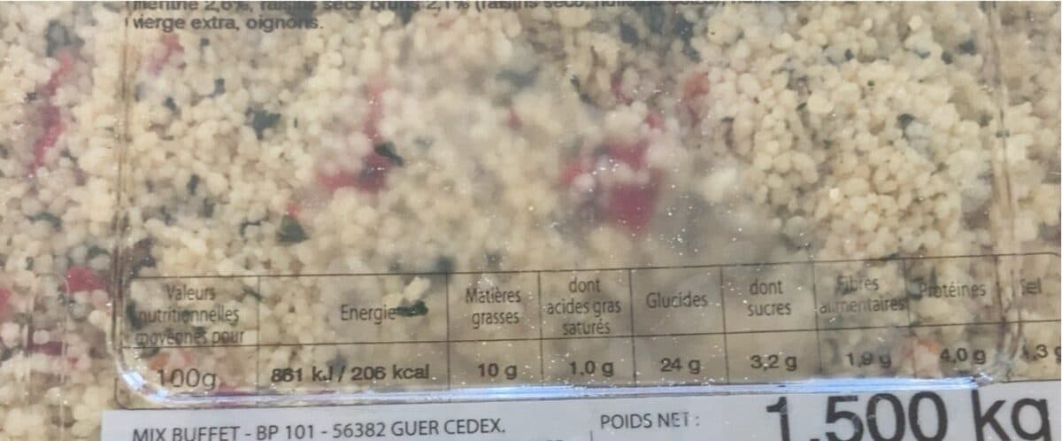 esprit traiteur leclerc Taboule à la menthe et aux raisins blonds packshot