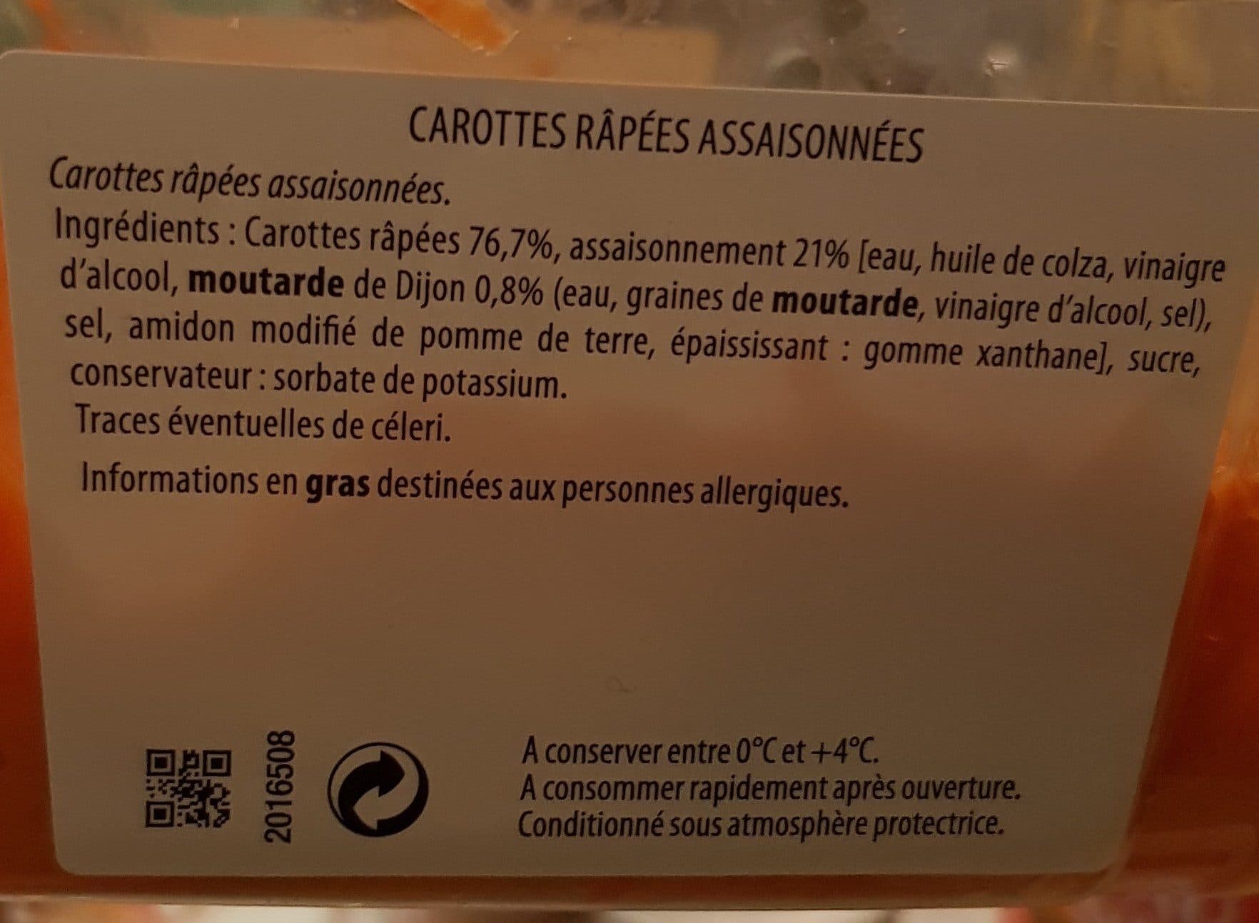 Traiteur Carottes râpées assaisonnée packshot