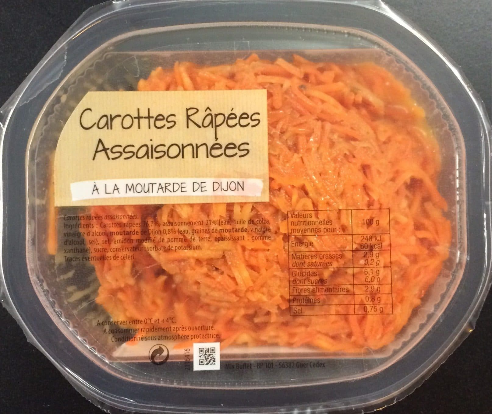 Mix Buffet Carottes râpées assaisonnées à la moutarde de Dijon packshot