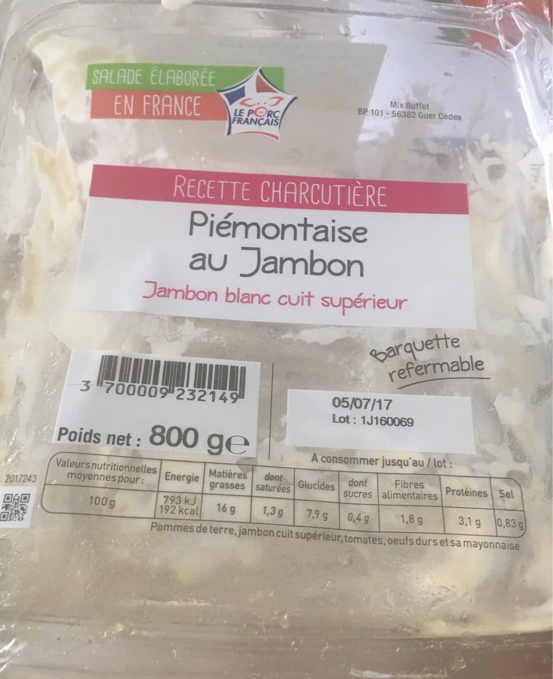 Mix Buffet Piemontaise Au Jambon packshot