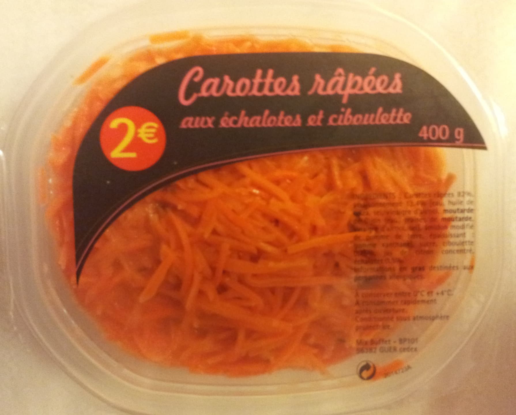 Sans marque Carottes râpées aux échalotes et ciboulette packshot