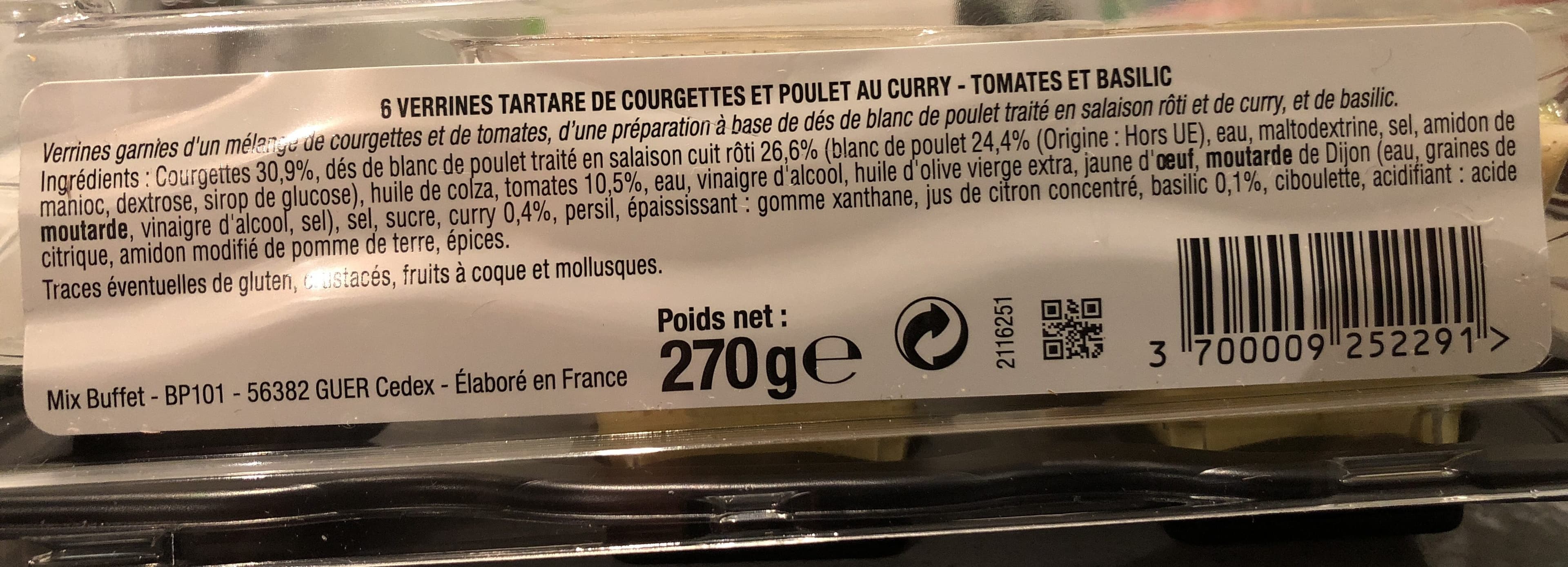 Hyper U Verrines tartare de courgettes & poulet au curry packshot