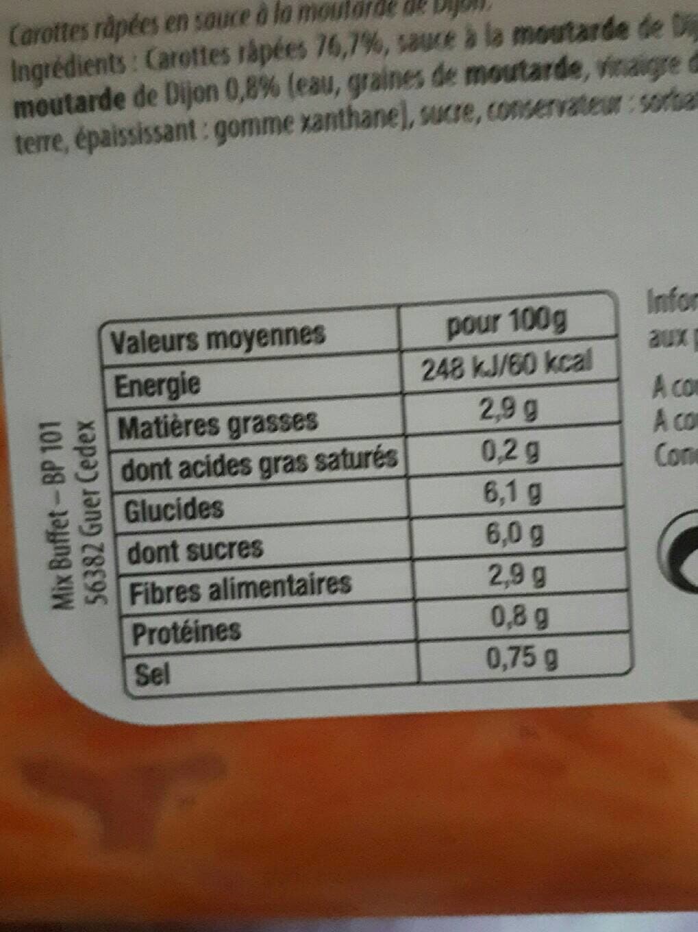 Mix Buffet Carottes râpées sauce à la moutarde de Dijon packshot