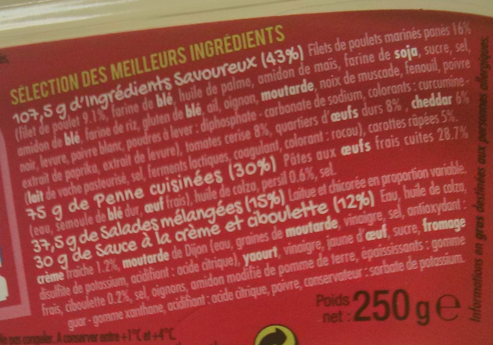 MiX Salade & Penne Poulet pané Cheddar Oeuf Crudités packshot