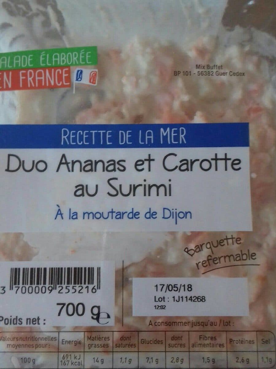 Mix Buffet Duo d'ananas et Carotte au Surimi packshot