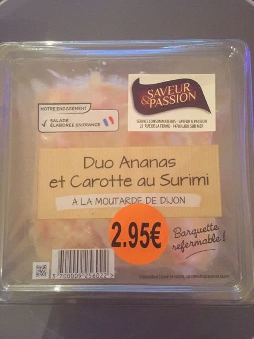 Saveur & Passion Duo Ananas Et Carotte Au Surimi packshot