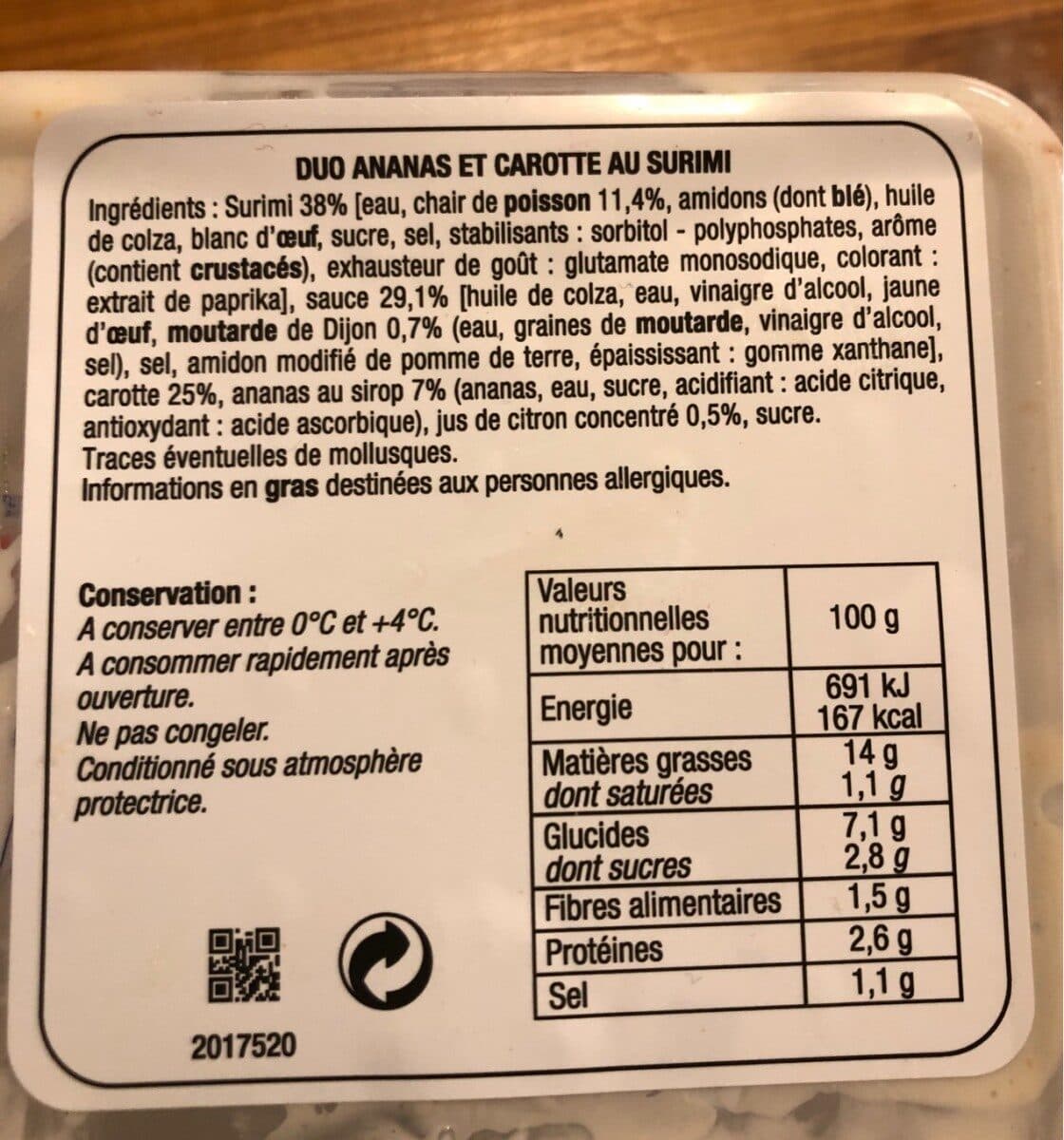 Saveur & Passion Duo Ananas Et Carotte Au Surimi packshot