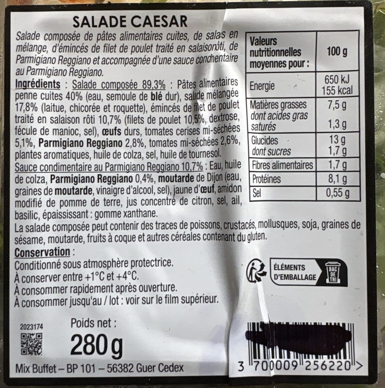 Mix Buffet Salade Caesar : Penne & Émincés de Poulet rôti packshot