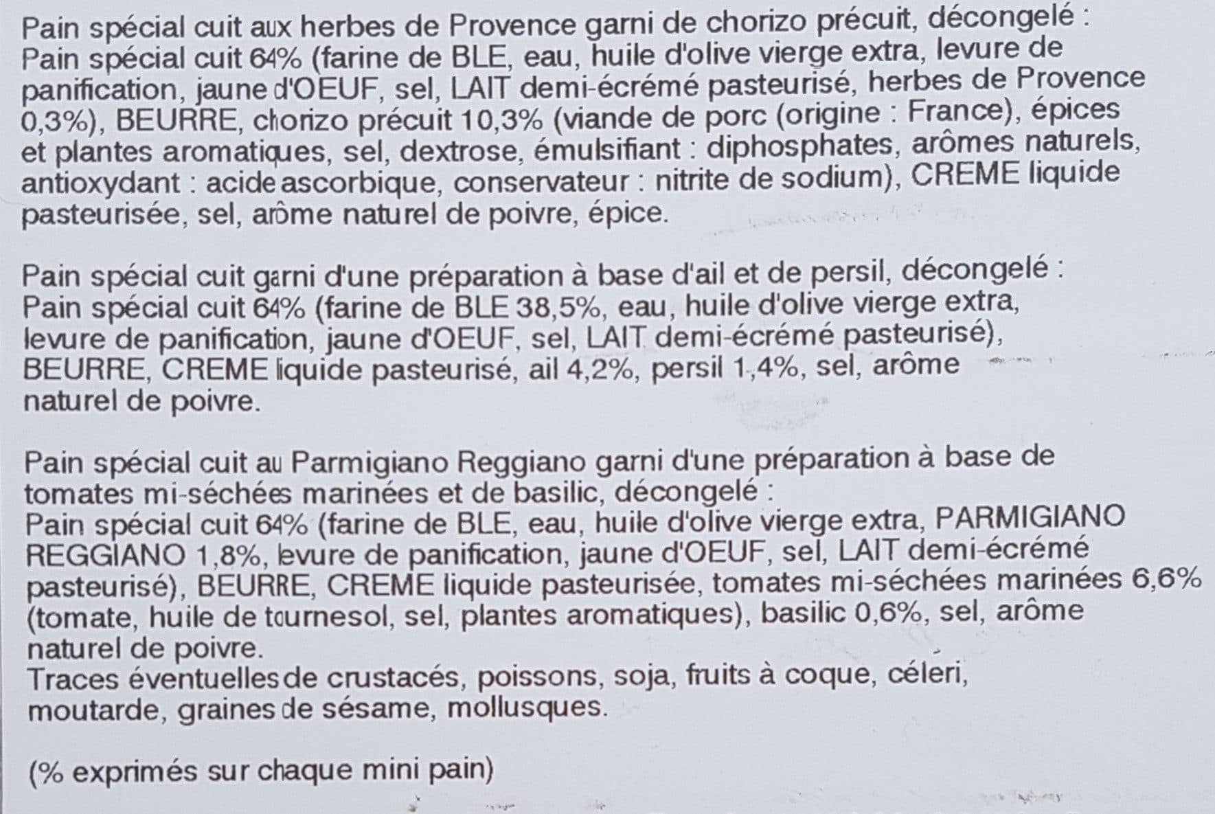 Open Food Facts 3 Mini Préfous Classiques : Chorizo, Ail Persil, Tomate Basilic packshot