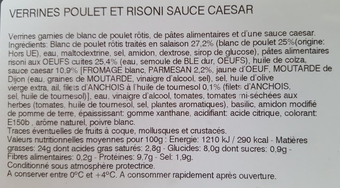 Mix Buffet Verrine poulet et risoni sauce caesar packshot