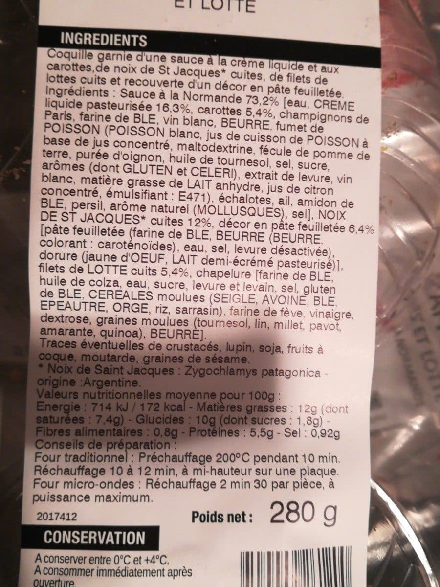 Open Food Facts Coquille Saint jacques* et lotte packshot