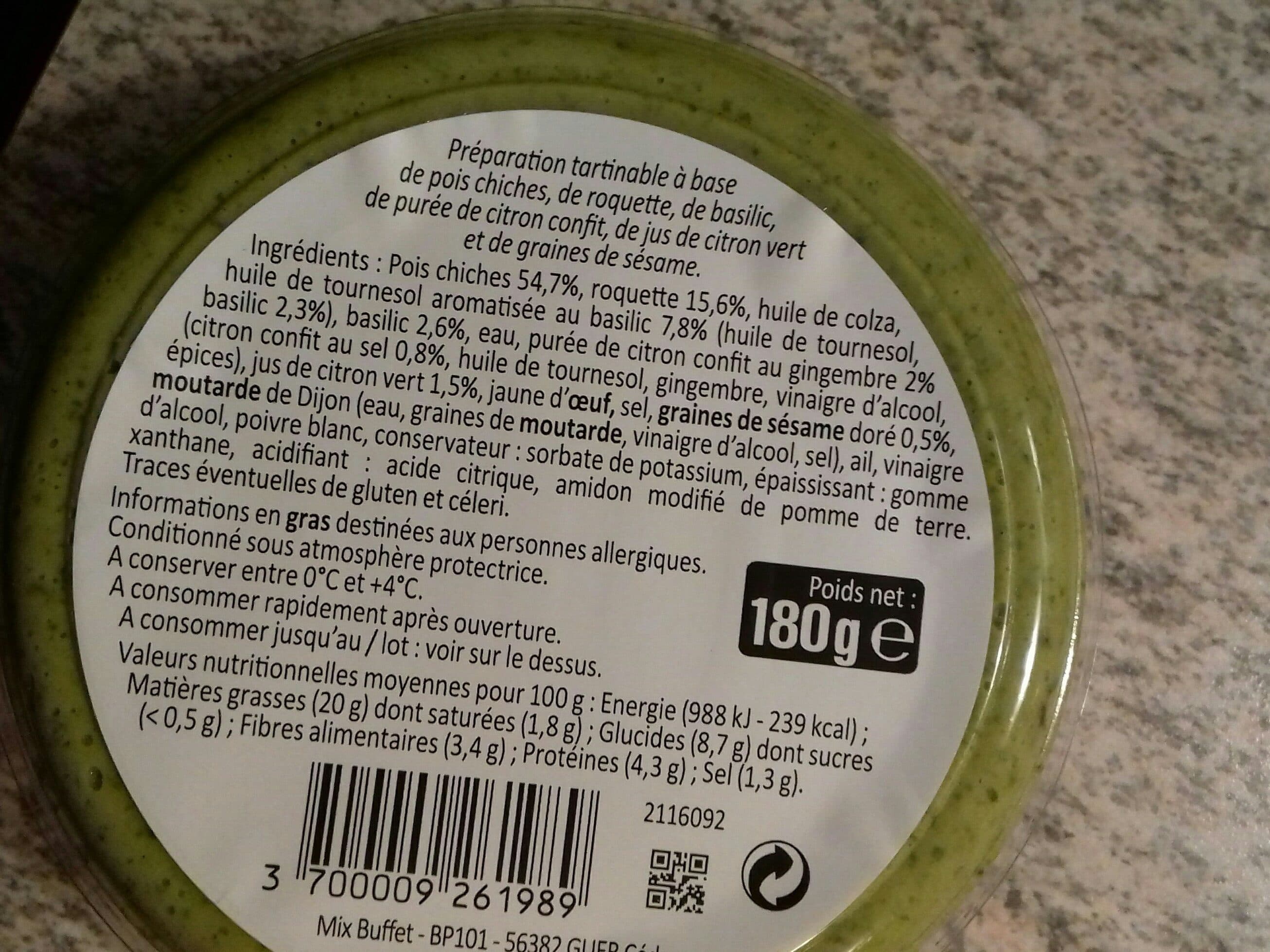 Mix buffet Houmous roquette packshot