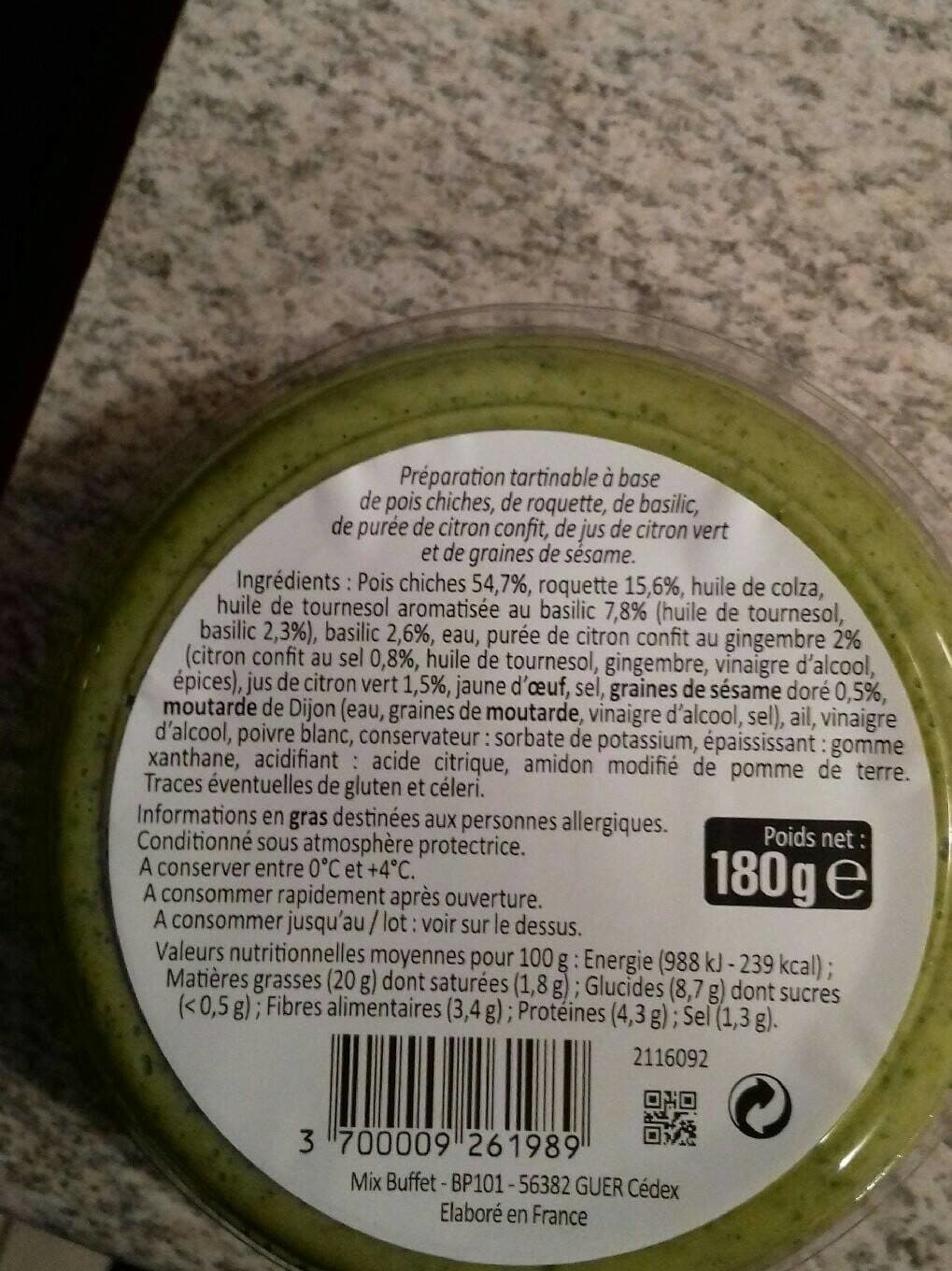 Mix buffet Houmous roquette packshot