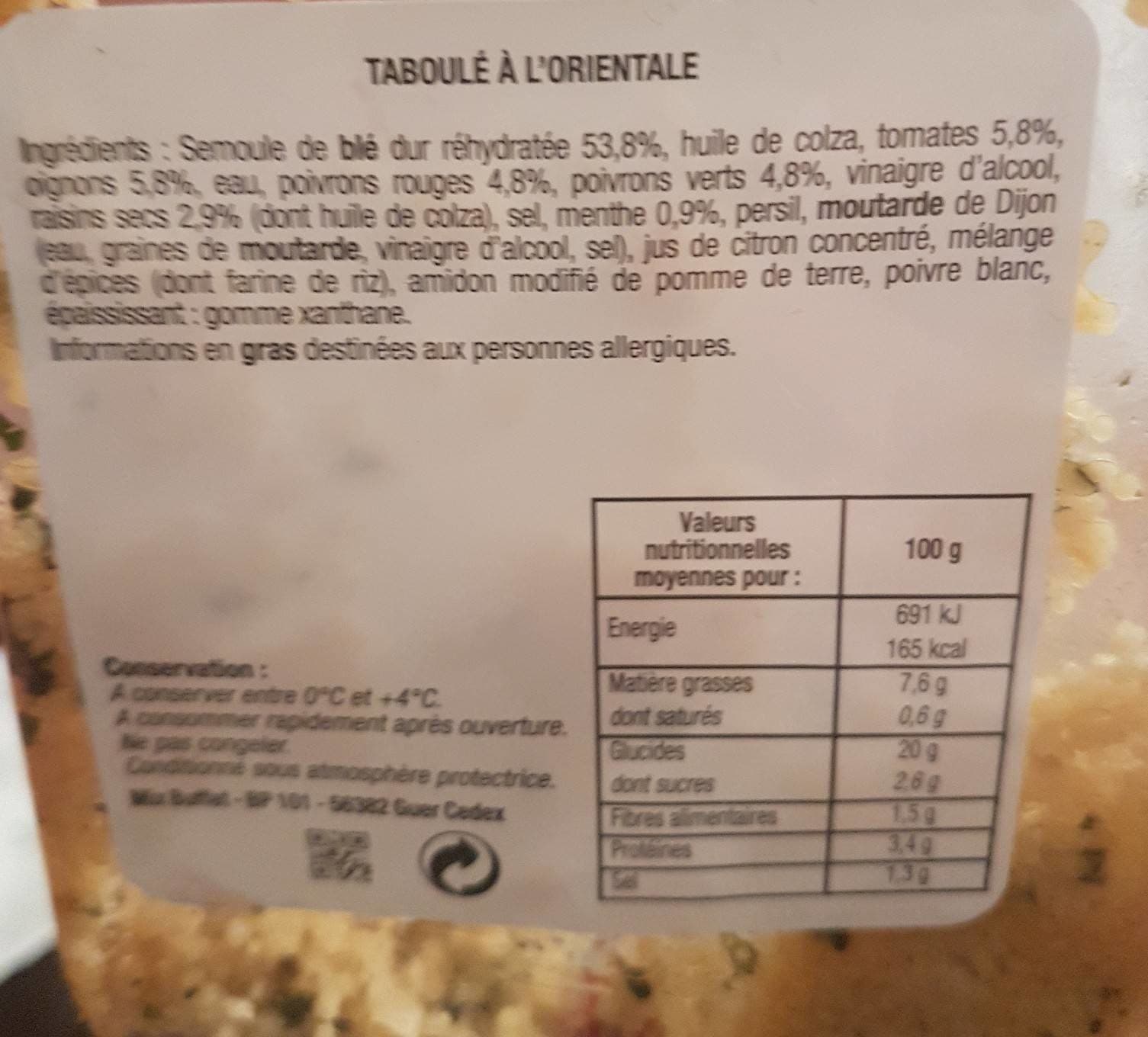 Open Food Facts Taboulé à l'orientale packshot