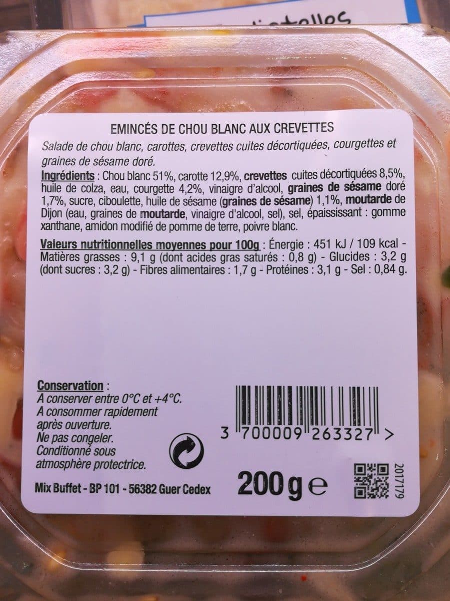 Mix Buffet Salade de chou blanc aux crevettes Mix Buffet packshot