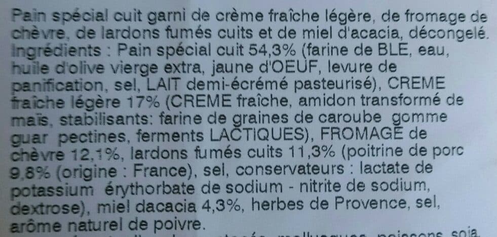 Open Food Facts Fougasse chèvre lardons fumés miel d'acacia packshot