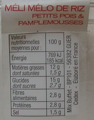 Inconnue Meli melo de riz petits pois et pamplemousses packshot