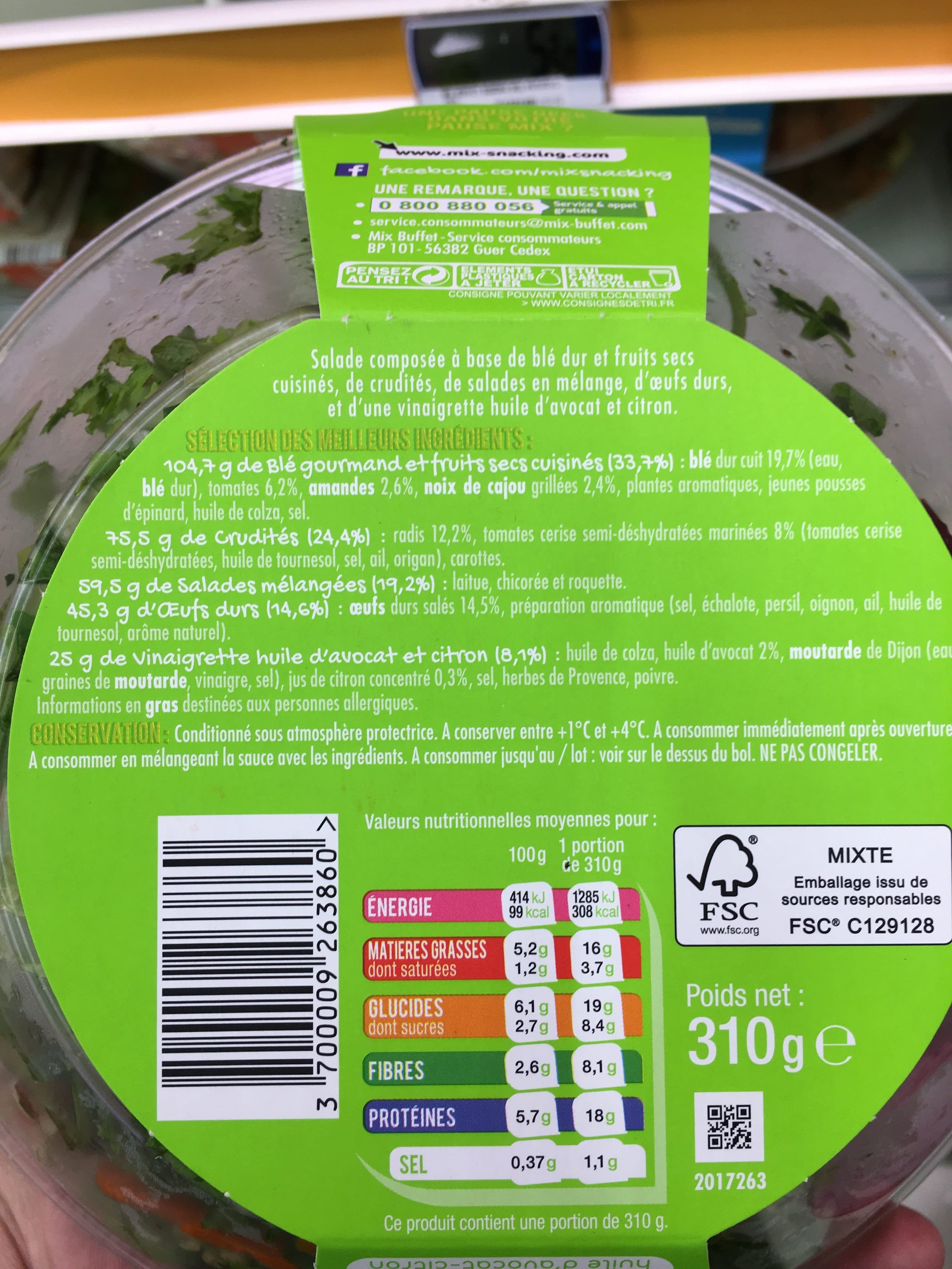 Mix Buddha Bol Œuf Crudités, 310g packshot