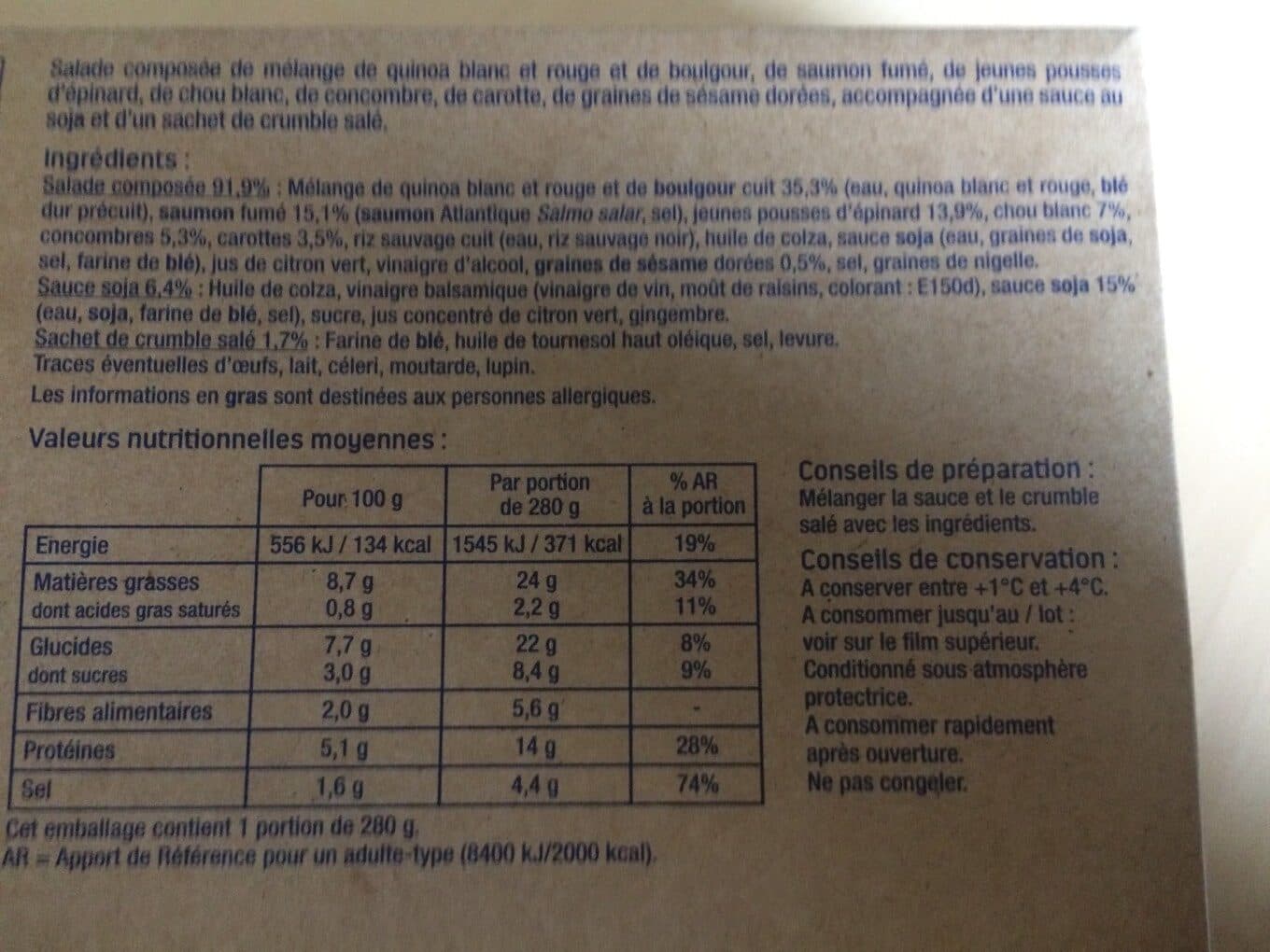 MIX BUFFET Salade saumon fume quinoa et boulgour packshot