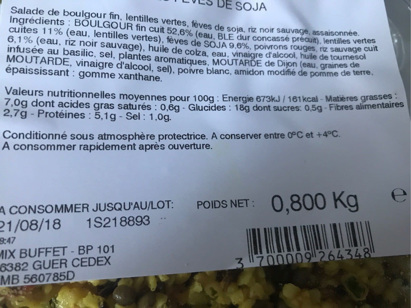 Mix Buffet Boulgour lentilles feves de soja packshot