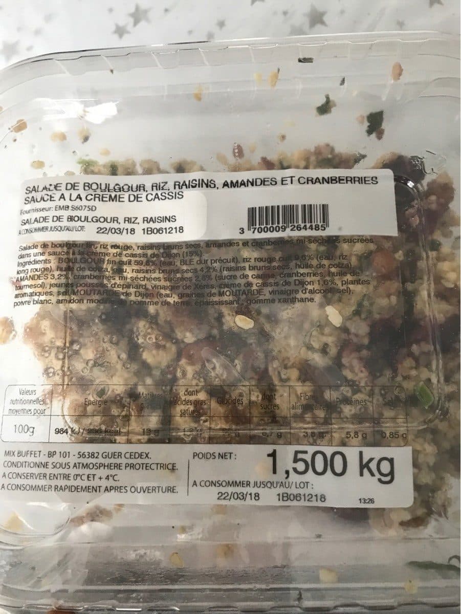 Mix Buffet Salade de boulgour, riz packshot