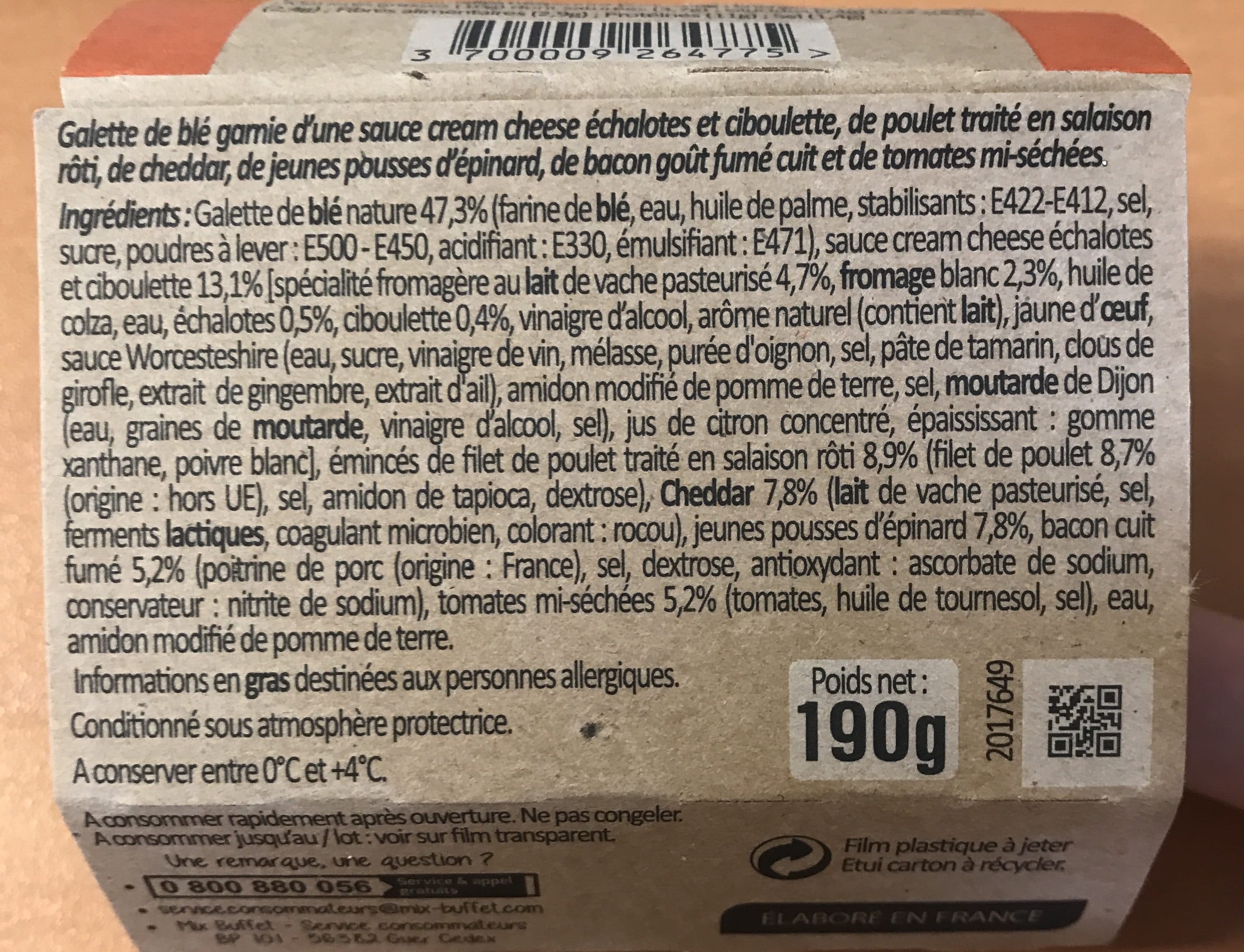 Mix Wrap Poulet Bacon, 190g packshot