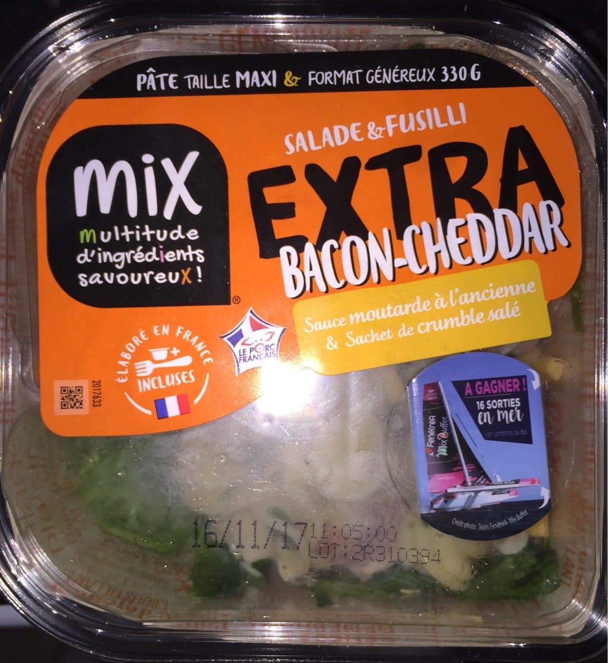 Mix Extra Salade & Fusilli Bacon-Cheddar, 330g packshot