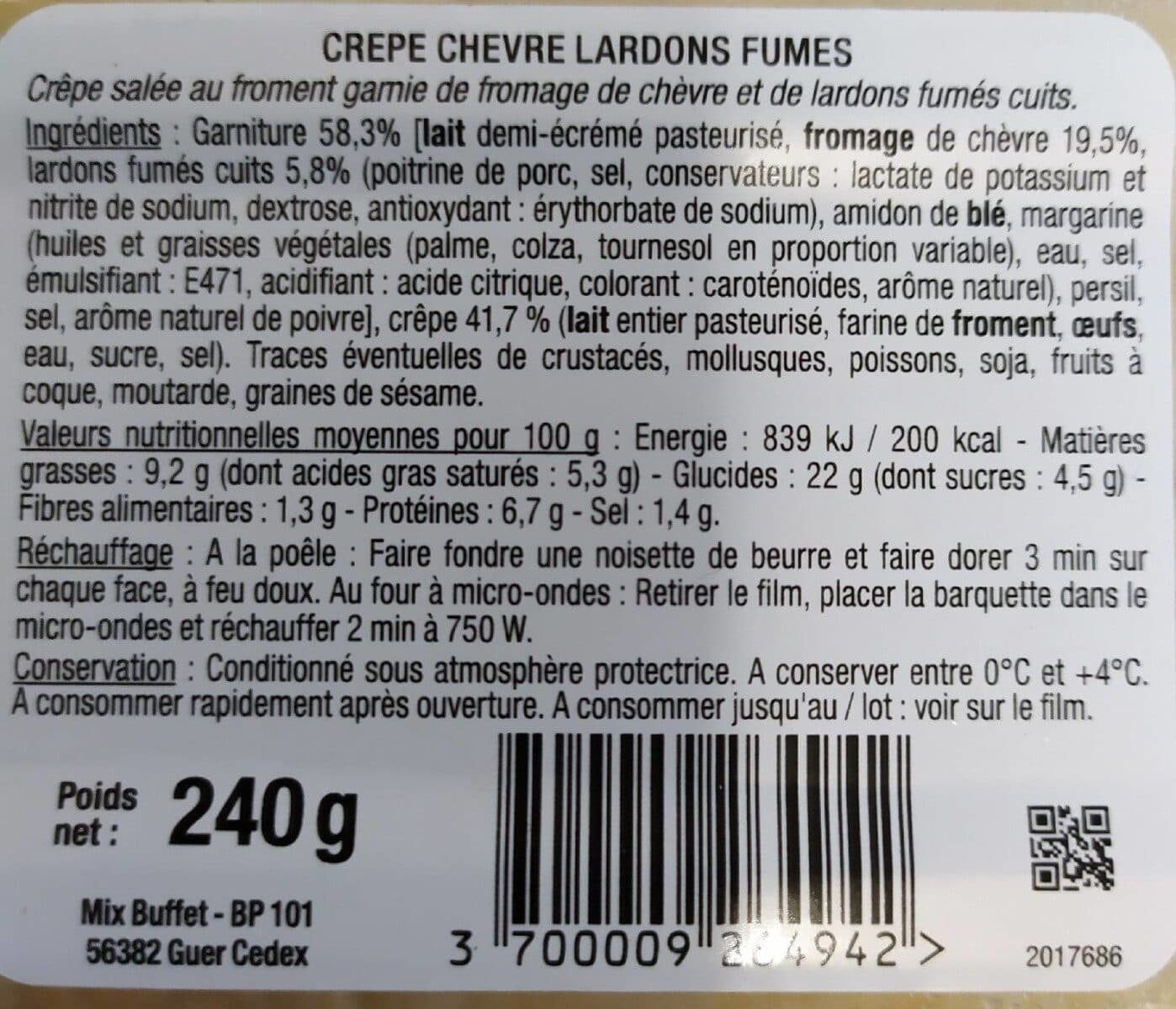 Mix Buffet Crepe de froment chèvre lardons fumés packshot