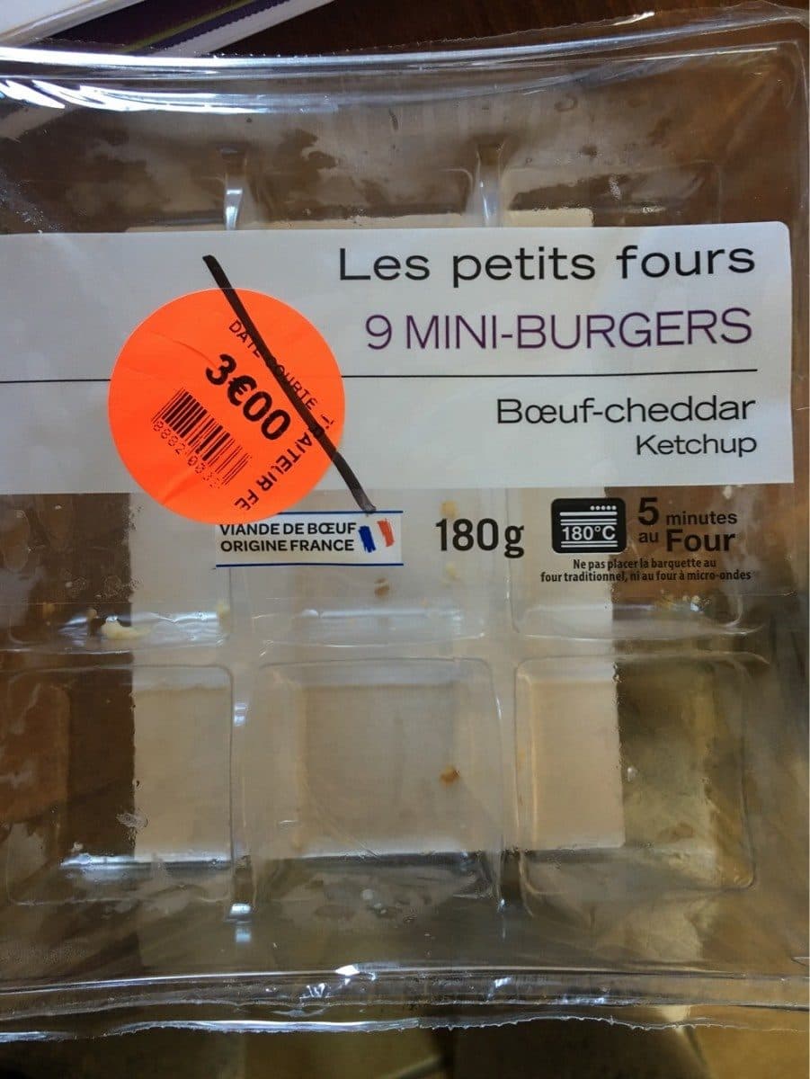 Open Food Facts 9 mini-burgers - Boeuf Cheddar Quetchup packshot