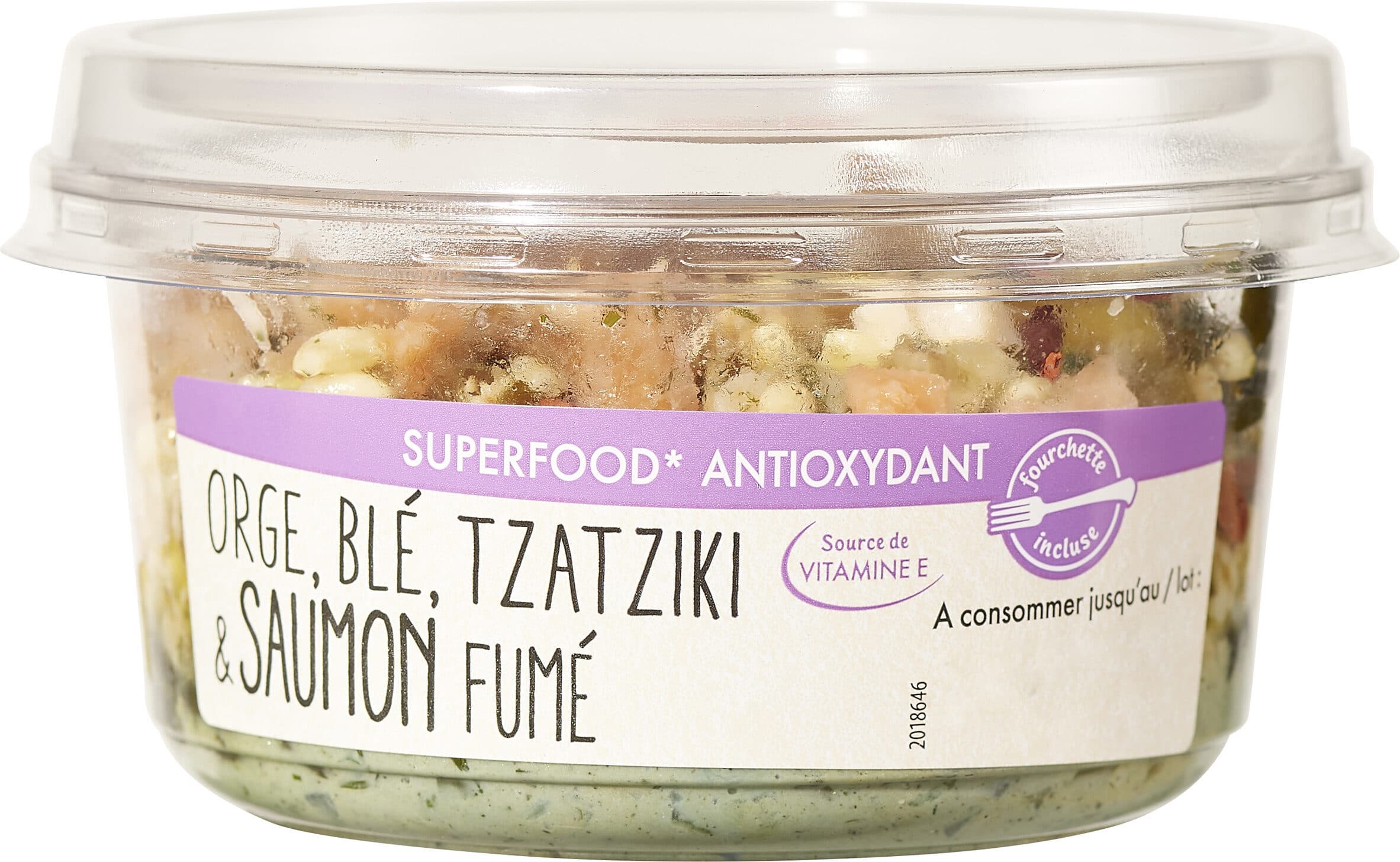 Open Food Facts Orge, blé, tzatziki & saumon fumé packshot