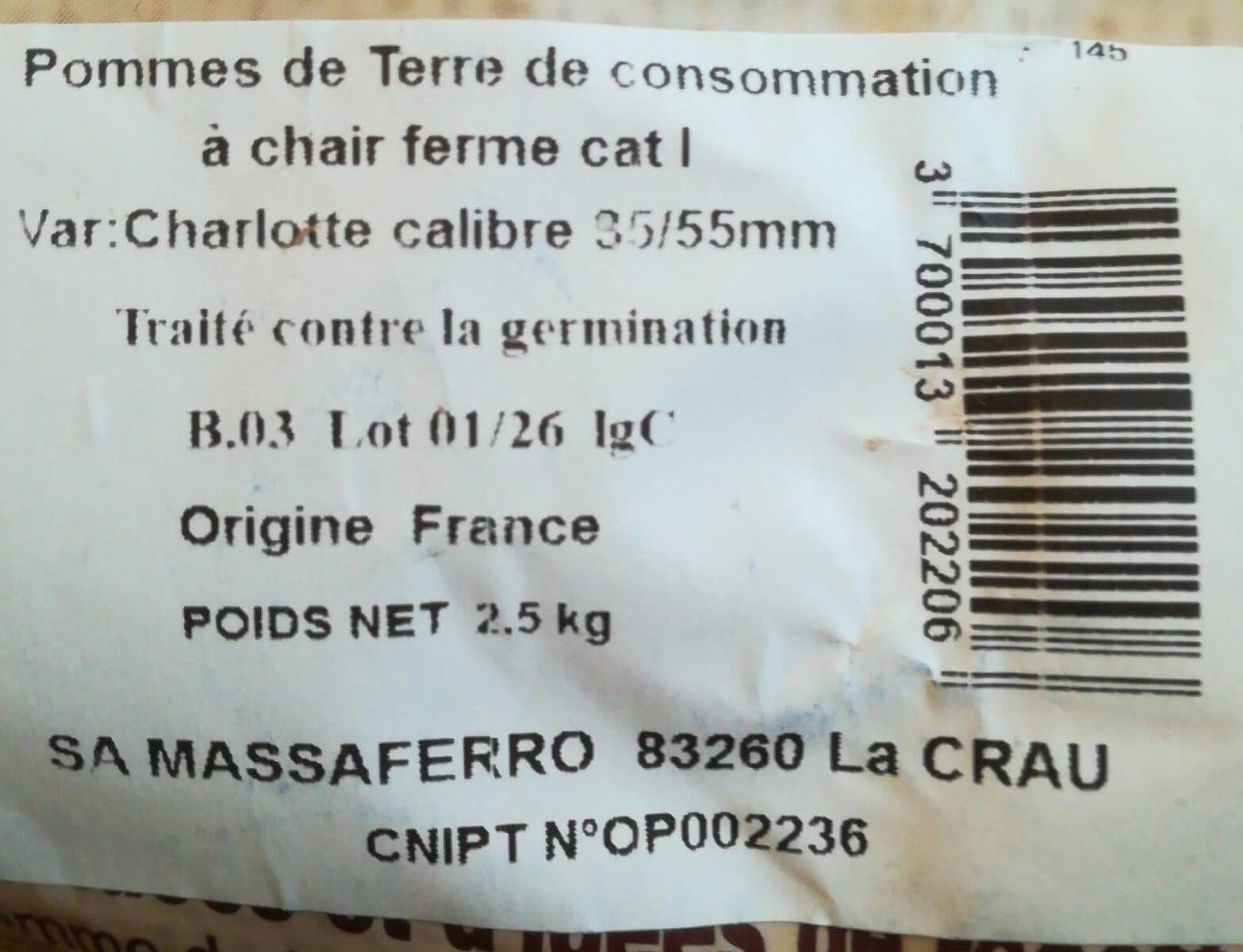 Open Food Facts Pommes de terre packshot