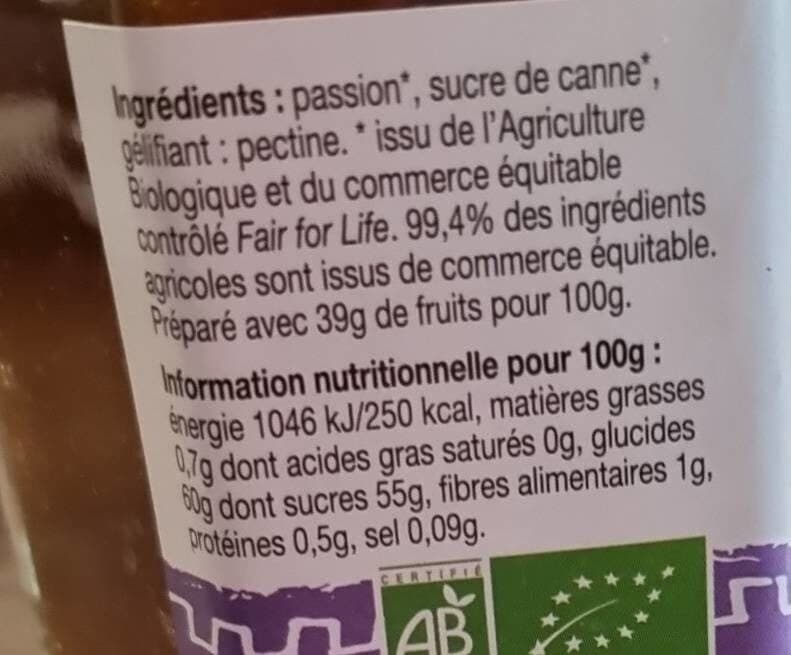 Racines Bio Confiture bio fruits de la passion packshot