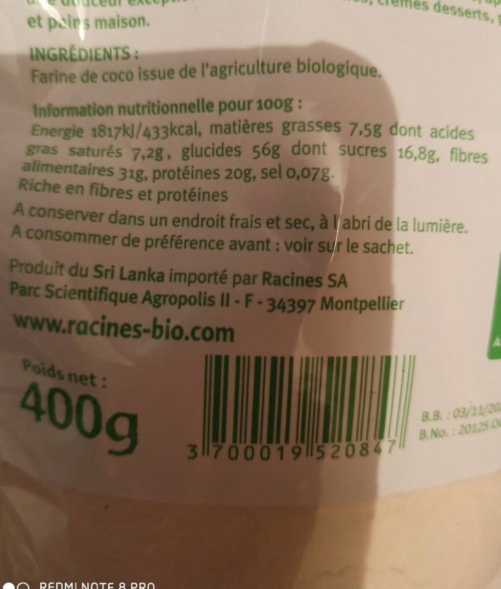 Racines Bio Farine de coco packshot